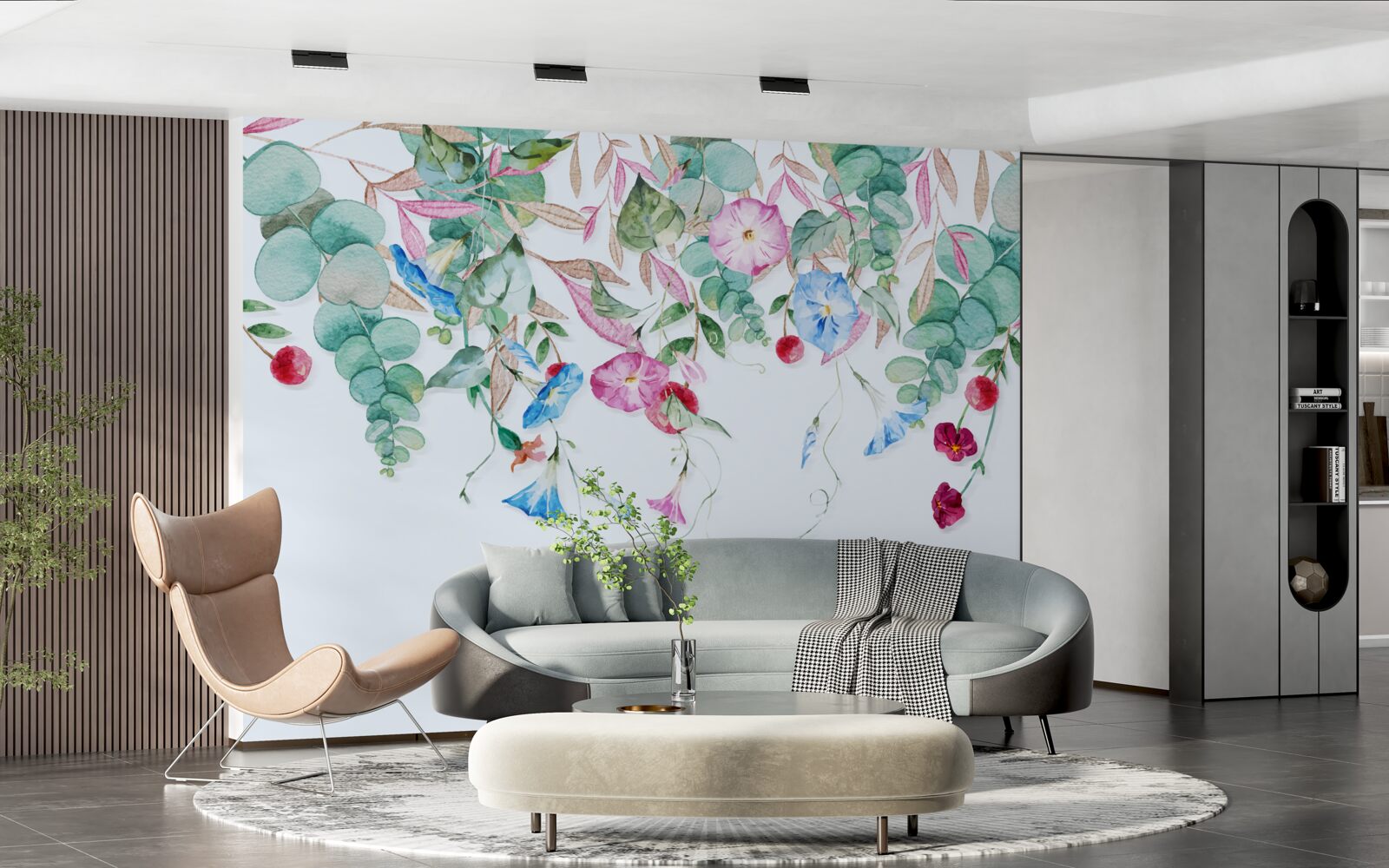 Фотошпалери ароматне поєднання зелені та квітів