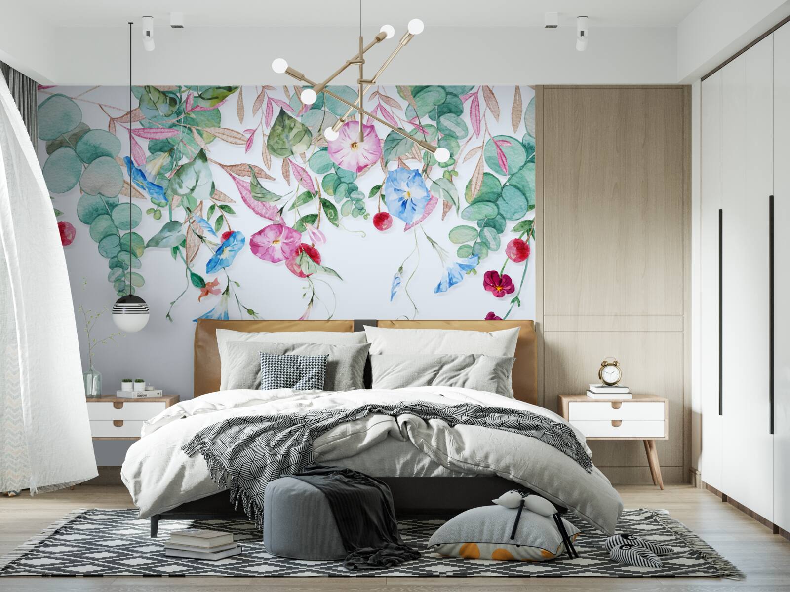 Фотошпалери ароматне поєднання зелені та квітів