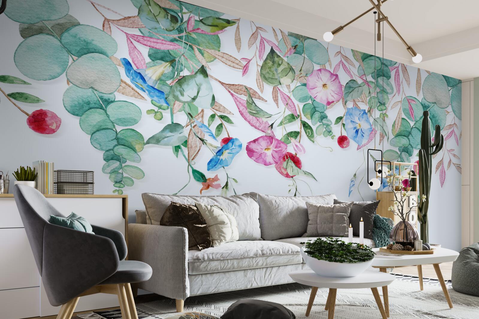 Фотошпалери ароматне поєднання зелені та квітів