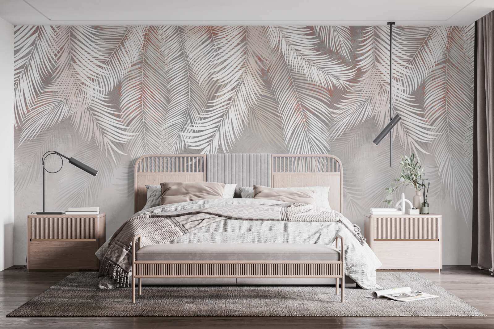 Фотошпалери світло-сірі гілки папороті