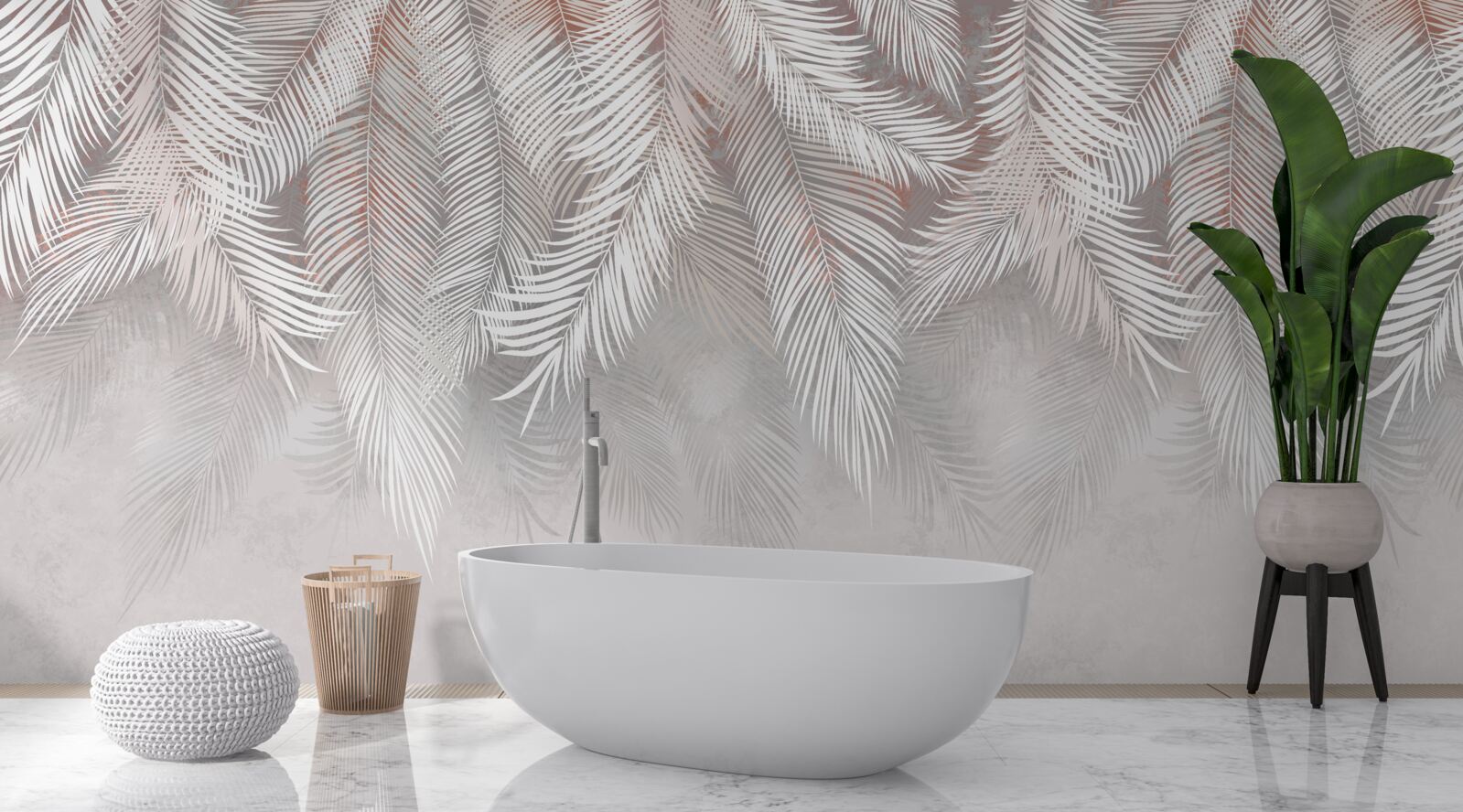 Фотошпалери світло-сірі гілки папороті