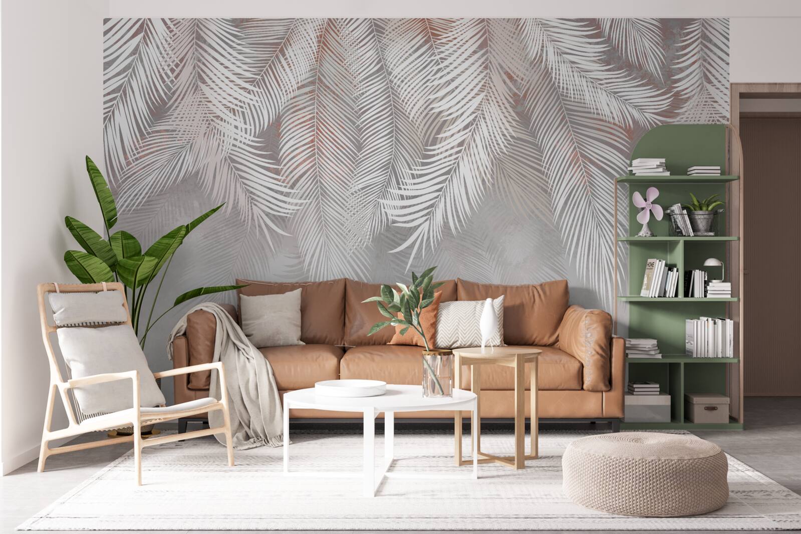 Фотошпалери світло-сірі гілки папороті