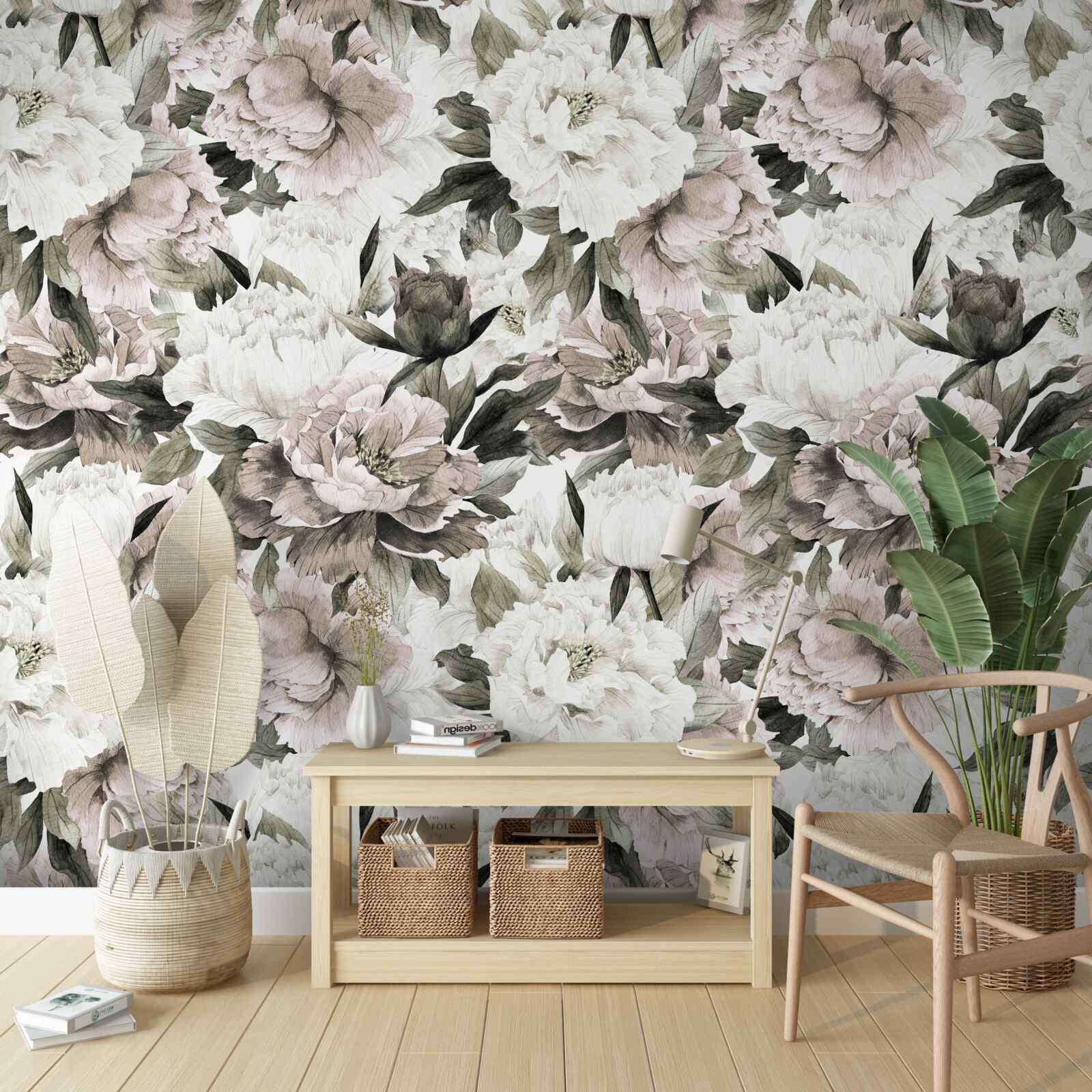 Фотошпалери світлі бутони у квітковій композиції