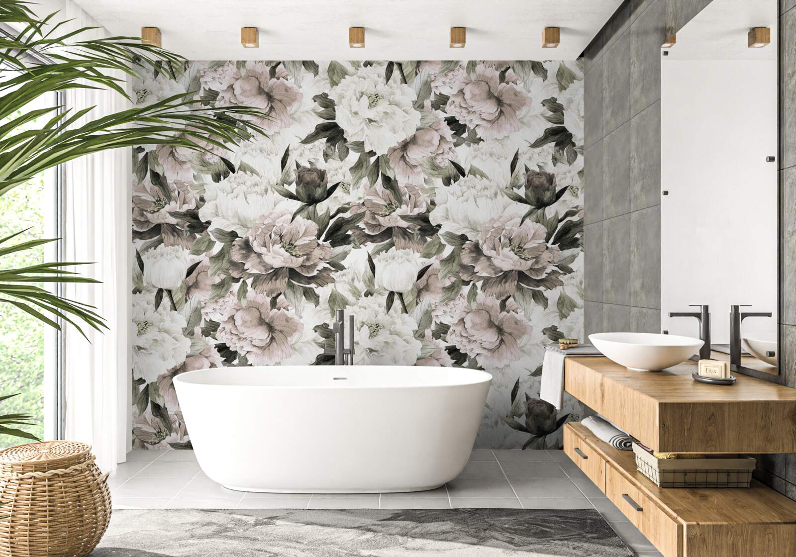 Фотошпалери світлі бутони у квітковій композиції