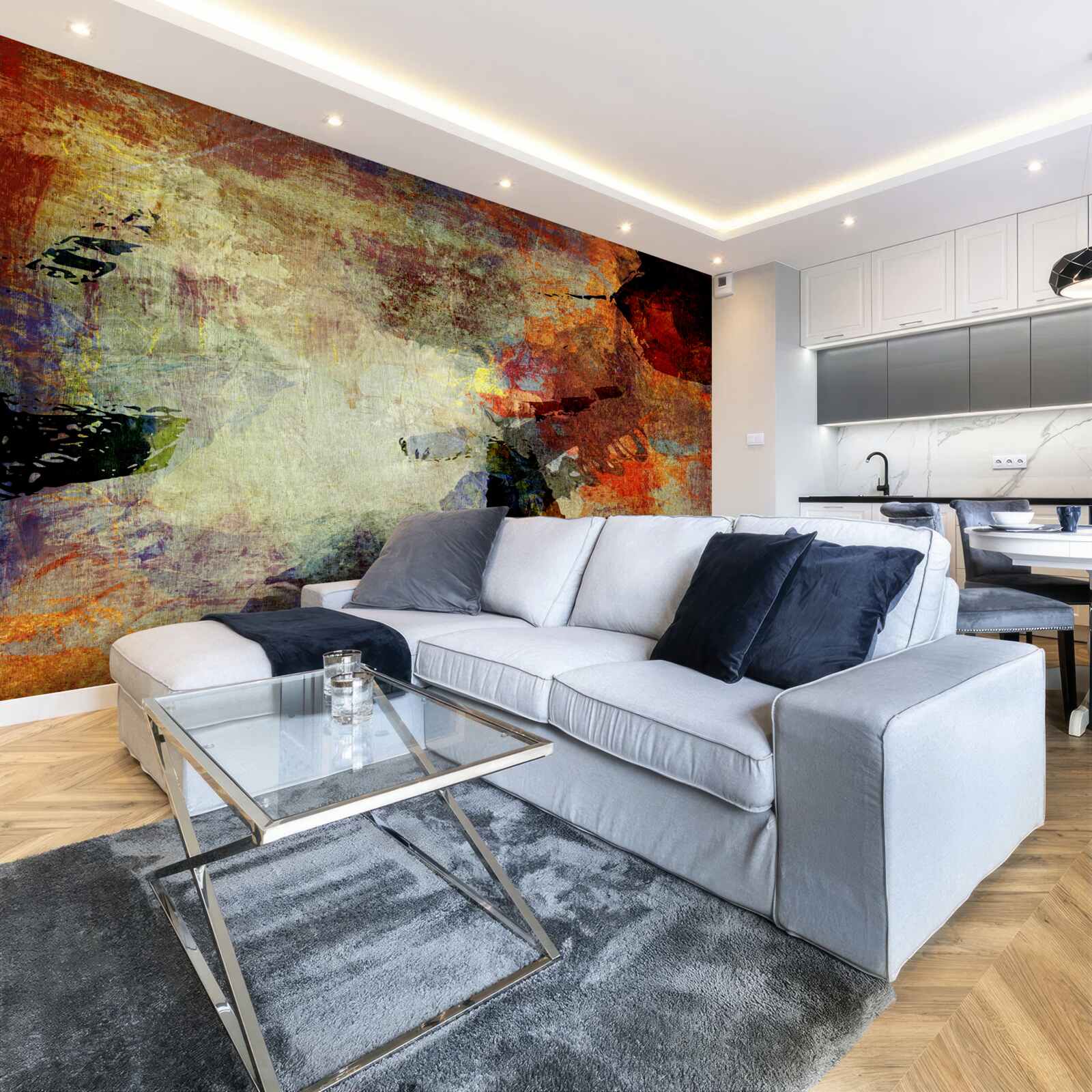 Фотошпалери осінні кольори на яскравому тлі