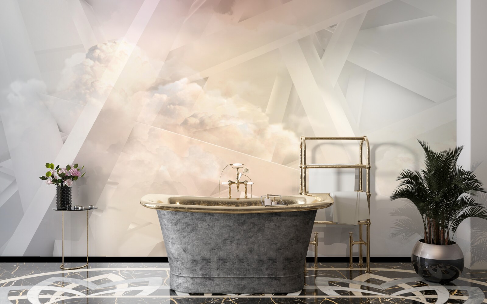 Фотошпалери абстрактні світлові форми та легкі хмари