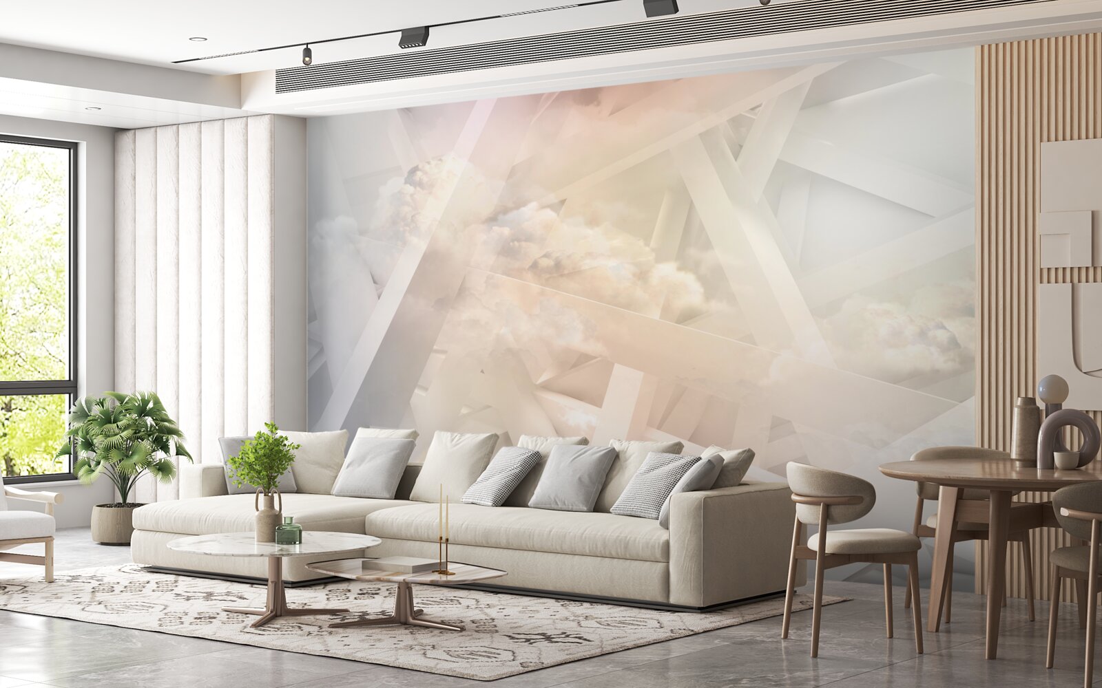 Фотошпалери абстрактні світлові форми та легкі хмари