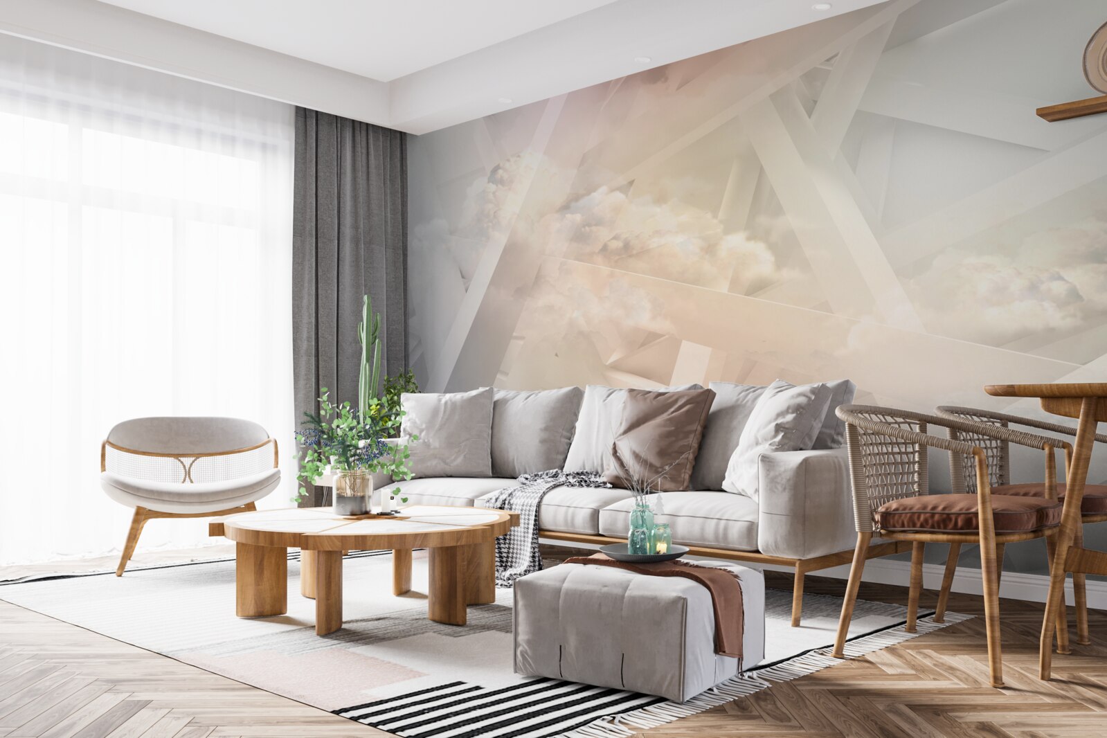 Фотошпалери абстрактні світлові форми та легкі хмари