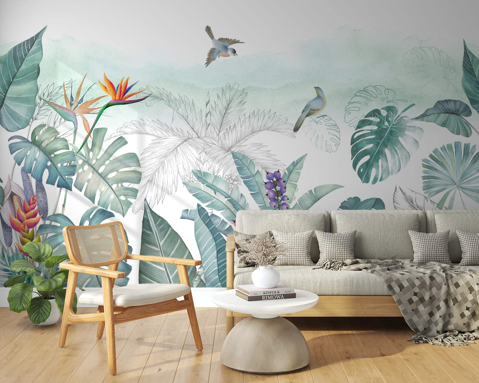 Фотошпалери зелене листя тропічної рослинності