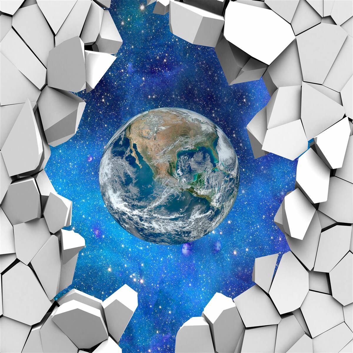 Фотошпалери кам'яна стіна і планета Земля