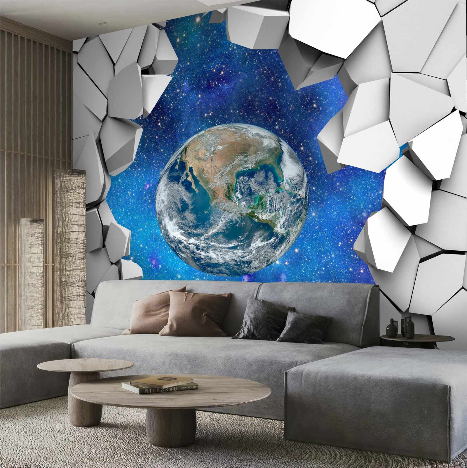 Фотошпалери кам'яна стіна і планета Земля