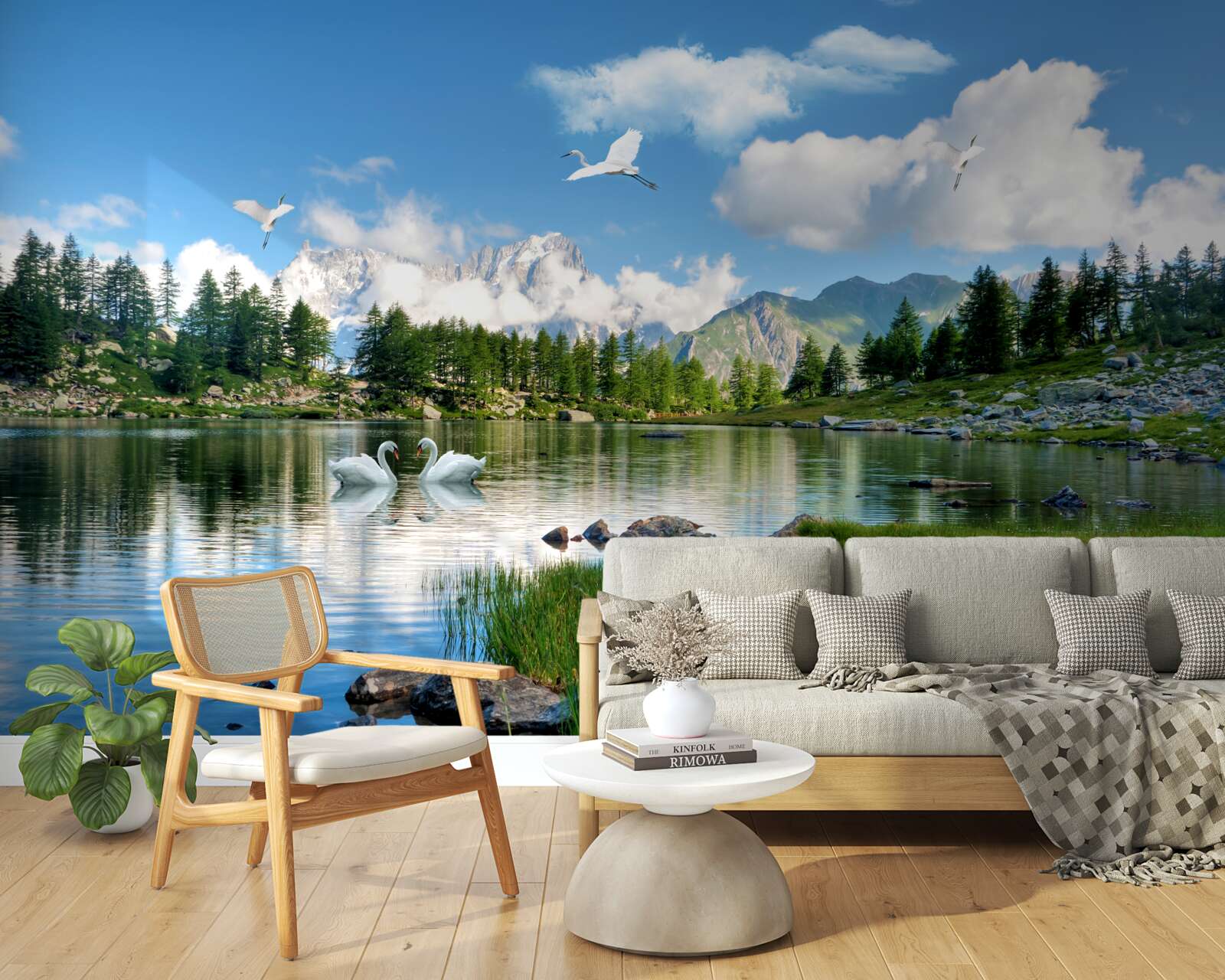 Фотошпалери літній день, спокійні озера в горах