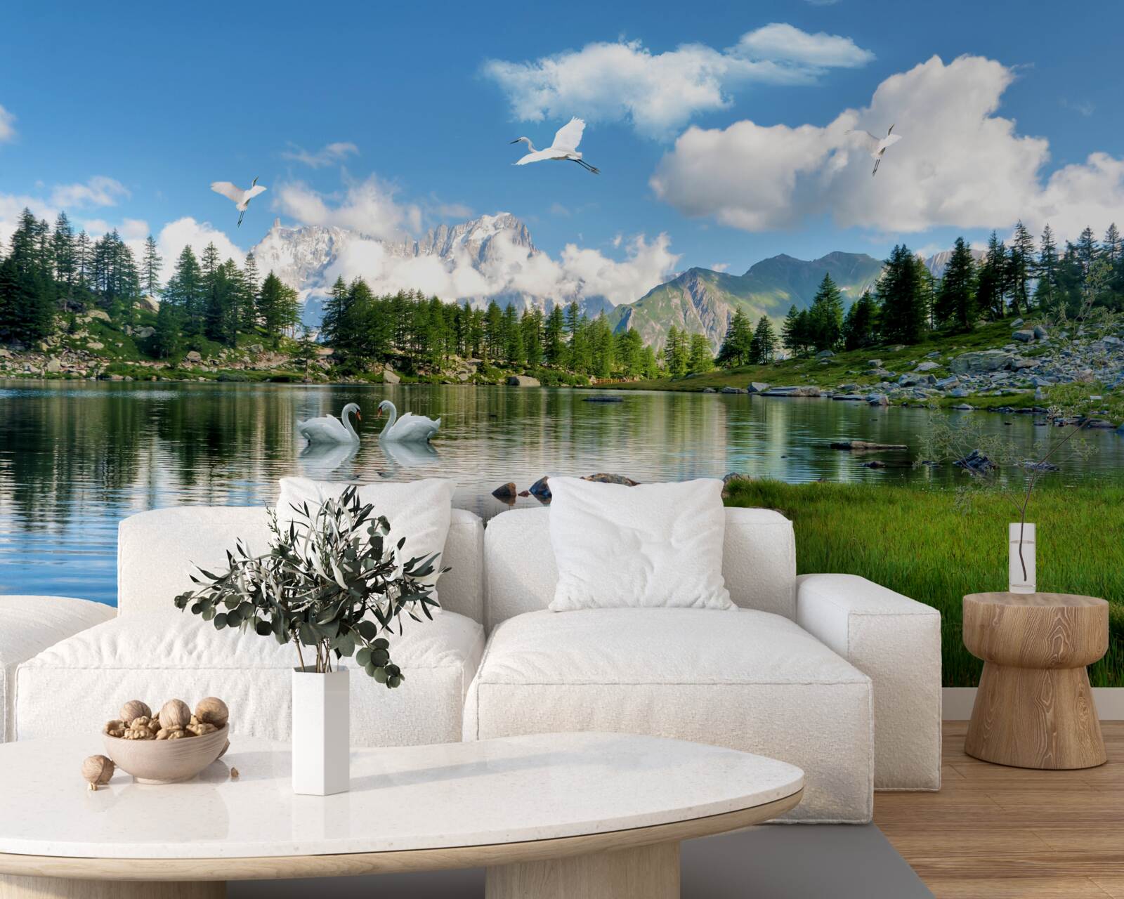 Фотошпалери літній день, спокійні озера в горах