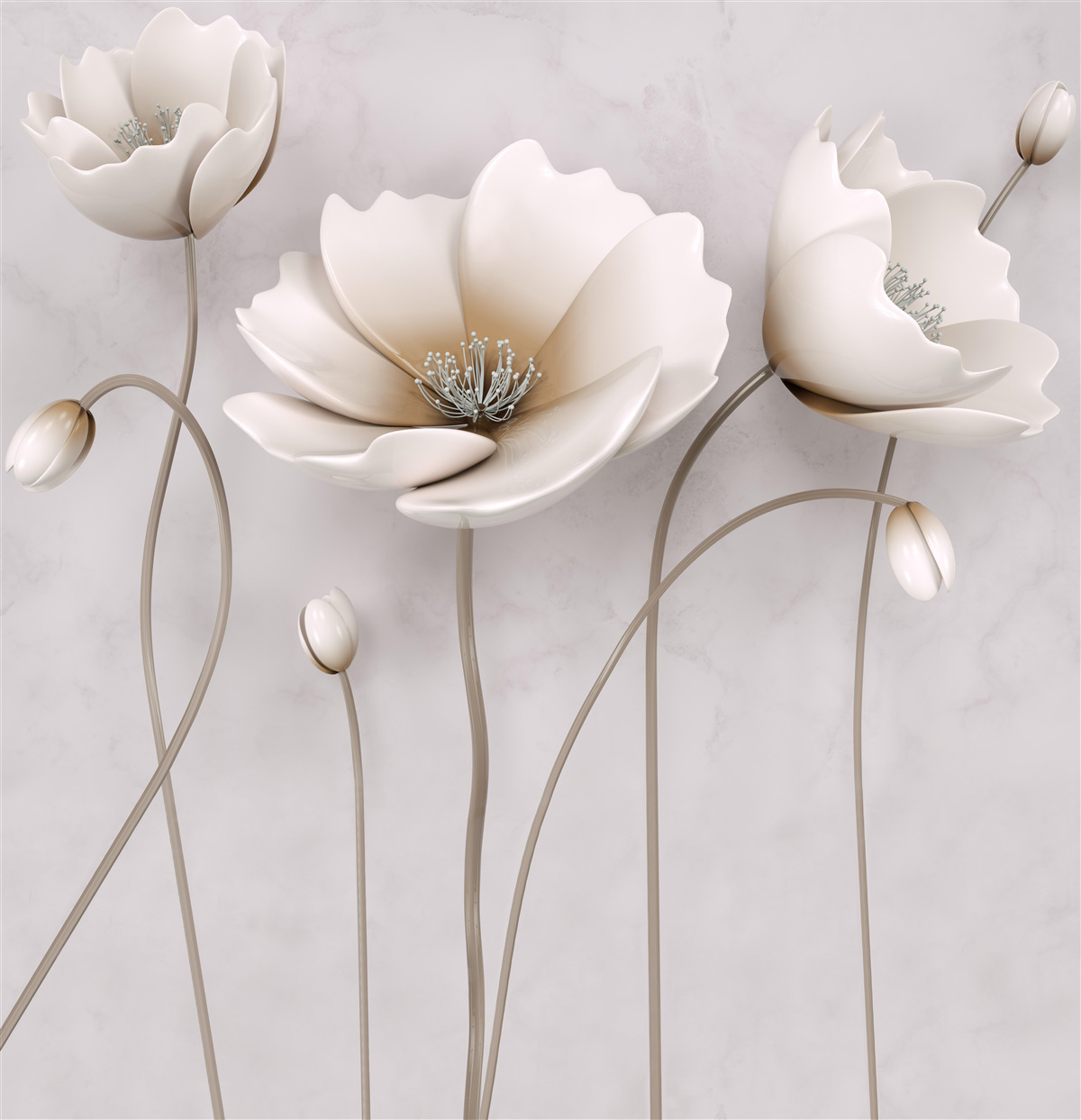 Фотошпалери витончені світлі маки