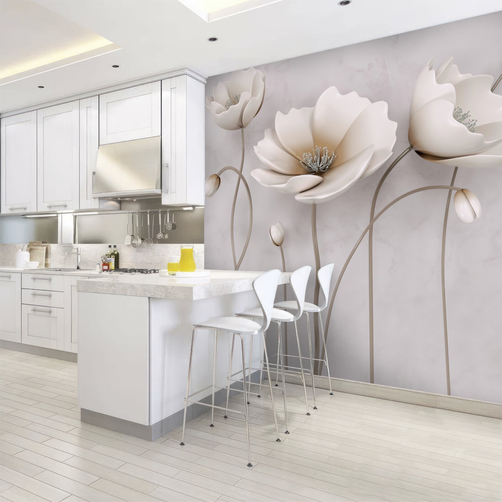 Фотошпалери витончені світлі маки