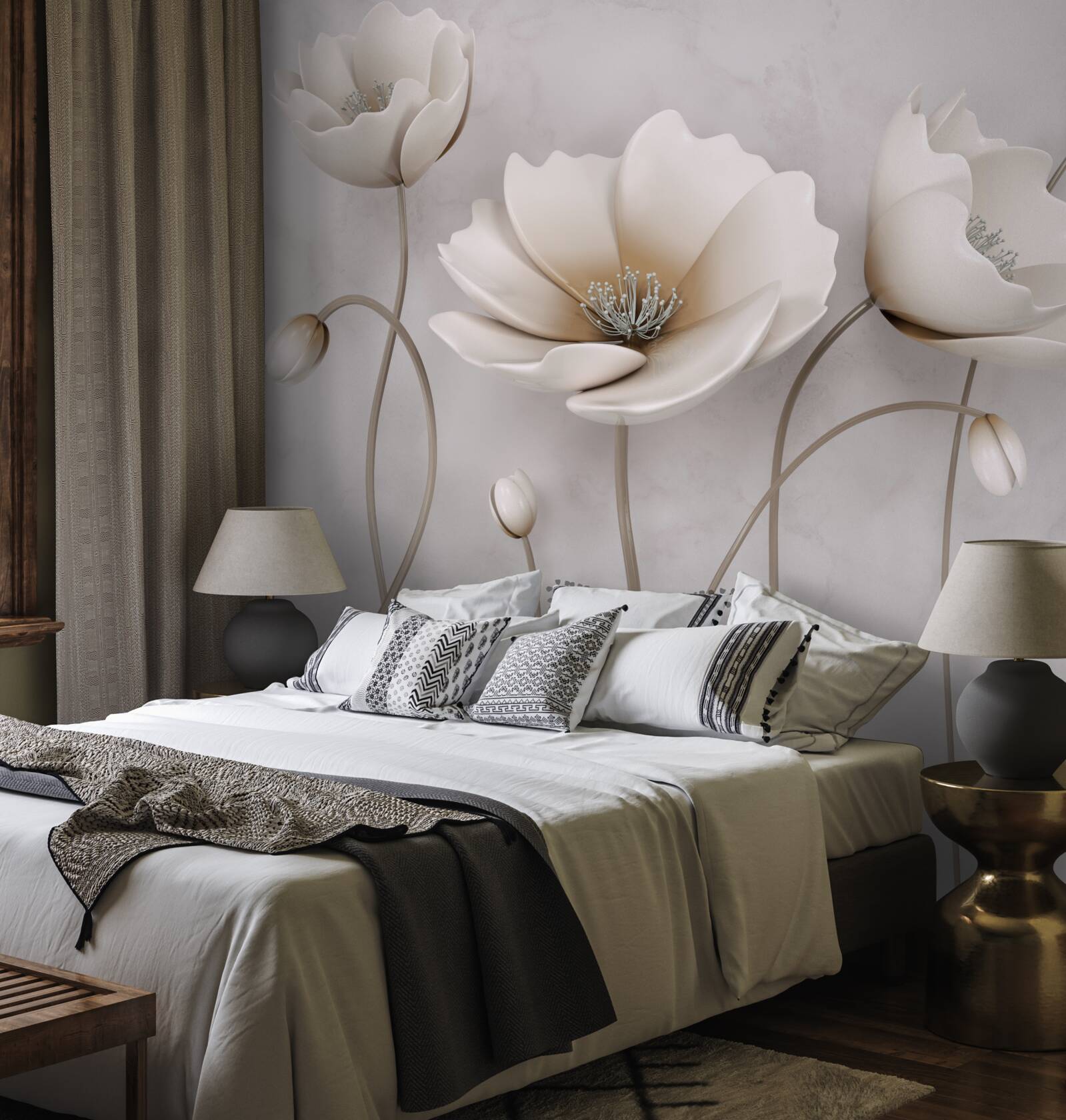 Фотошпалери витончені світлі маки