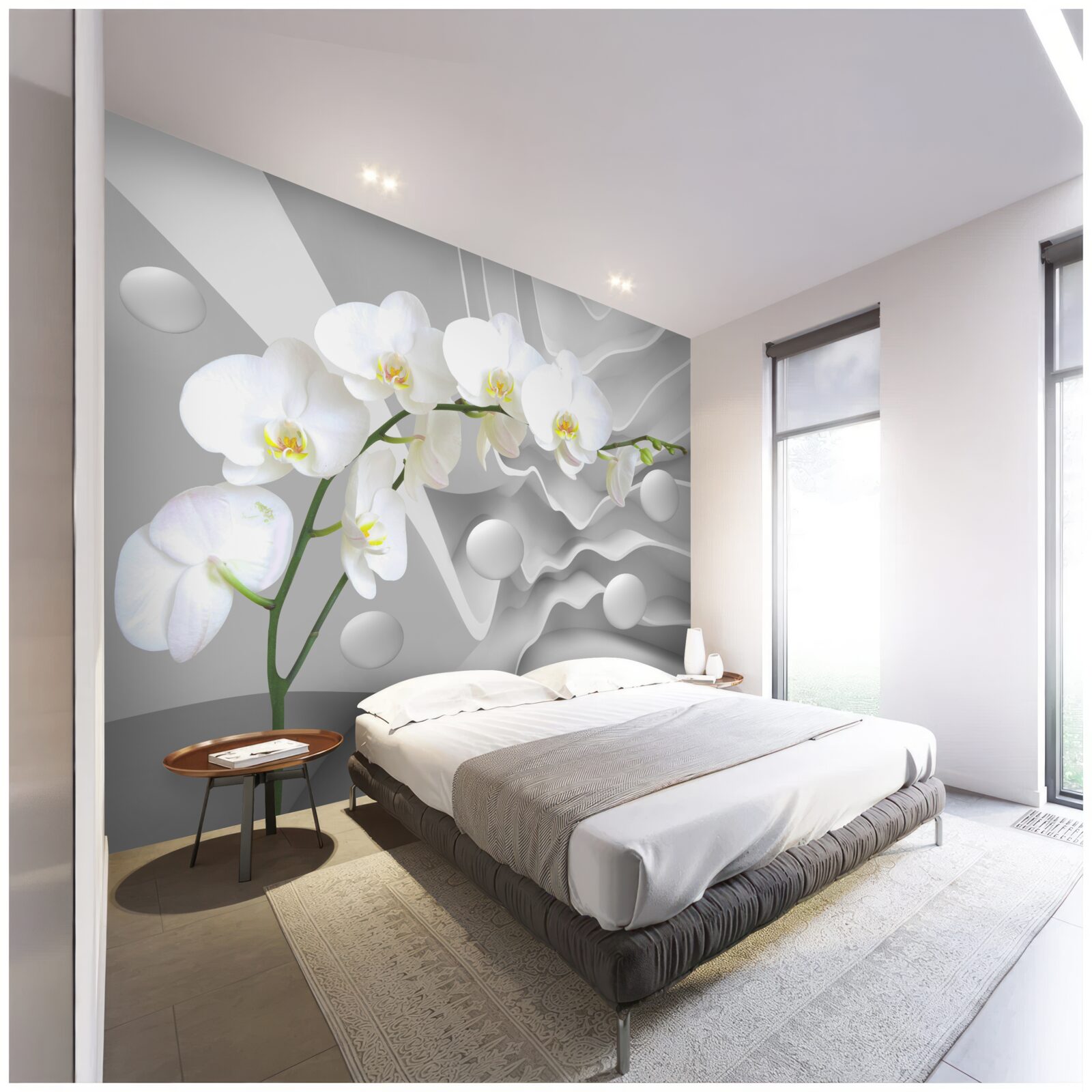 Фотошпалери абстракція витонченої білої орхідеї