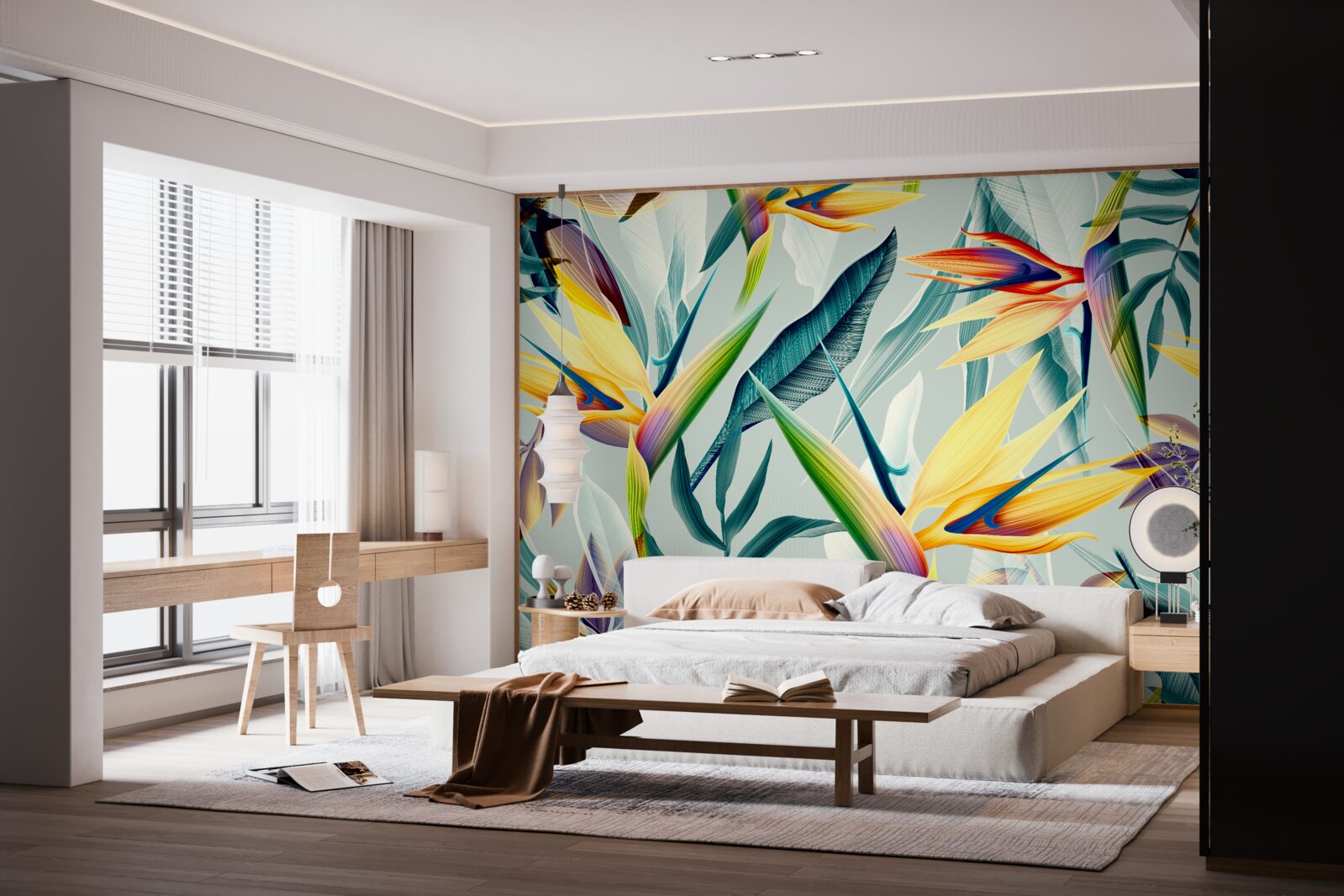 Фотошпалери листя різних кольорів у тропічному лісі