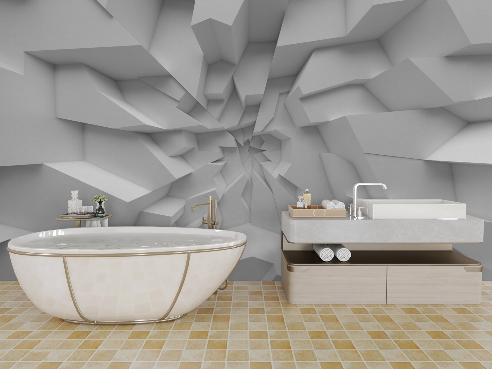 Фотошпалери абстрактні форми 3d