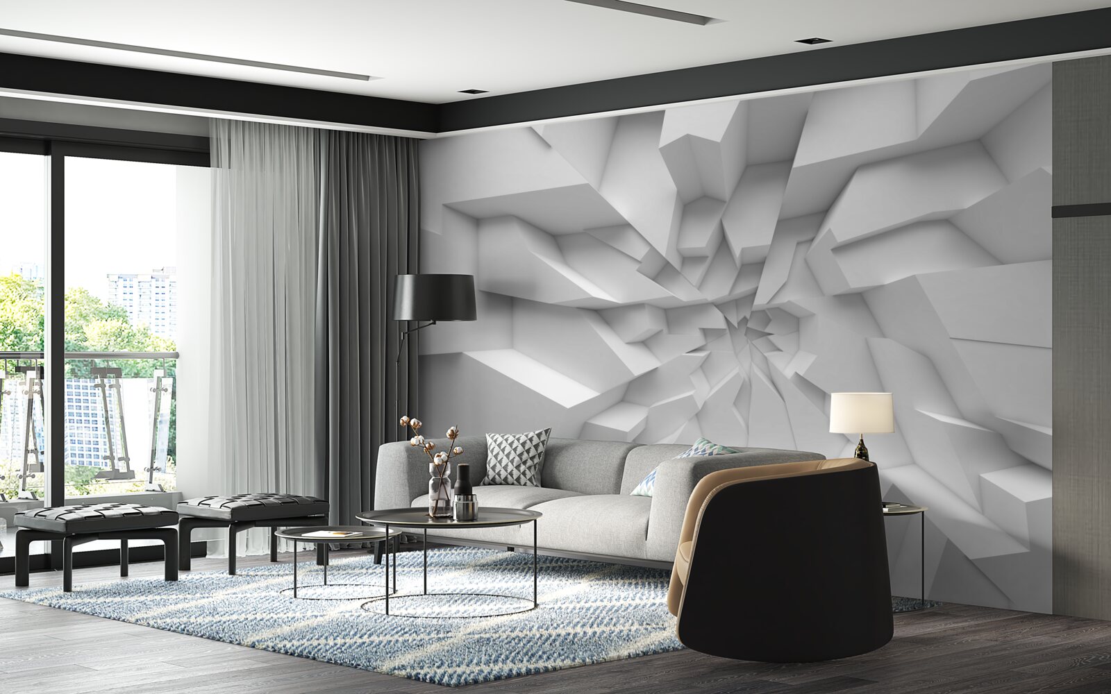 Фотошпалери абстрактні форми 3d