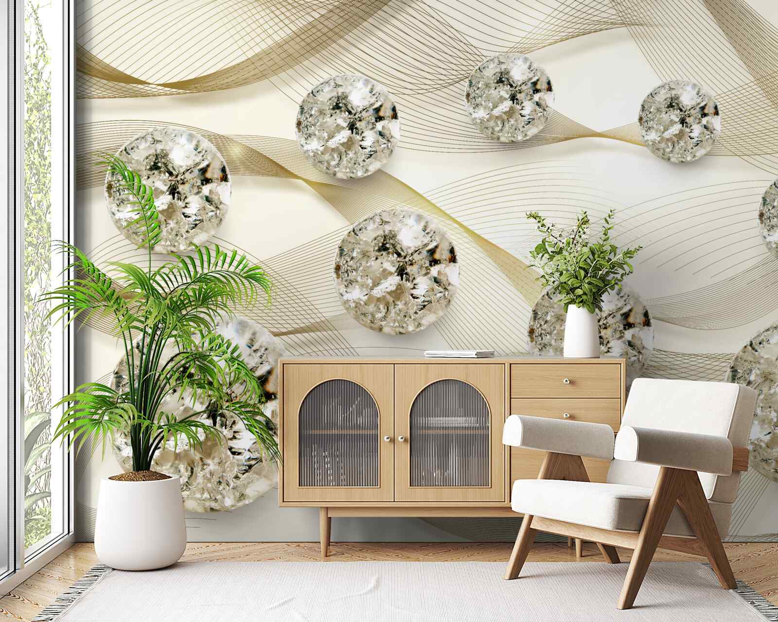 Фотошпалери ніжні шовкові вироби, прикрашені діамантами