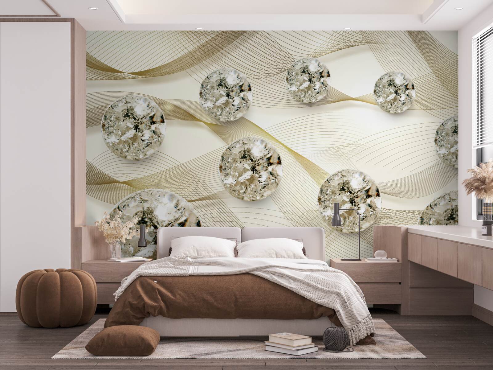 Фотошпалери ніжні шовкові вироби, прикрашені діамантами