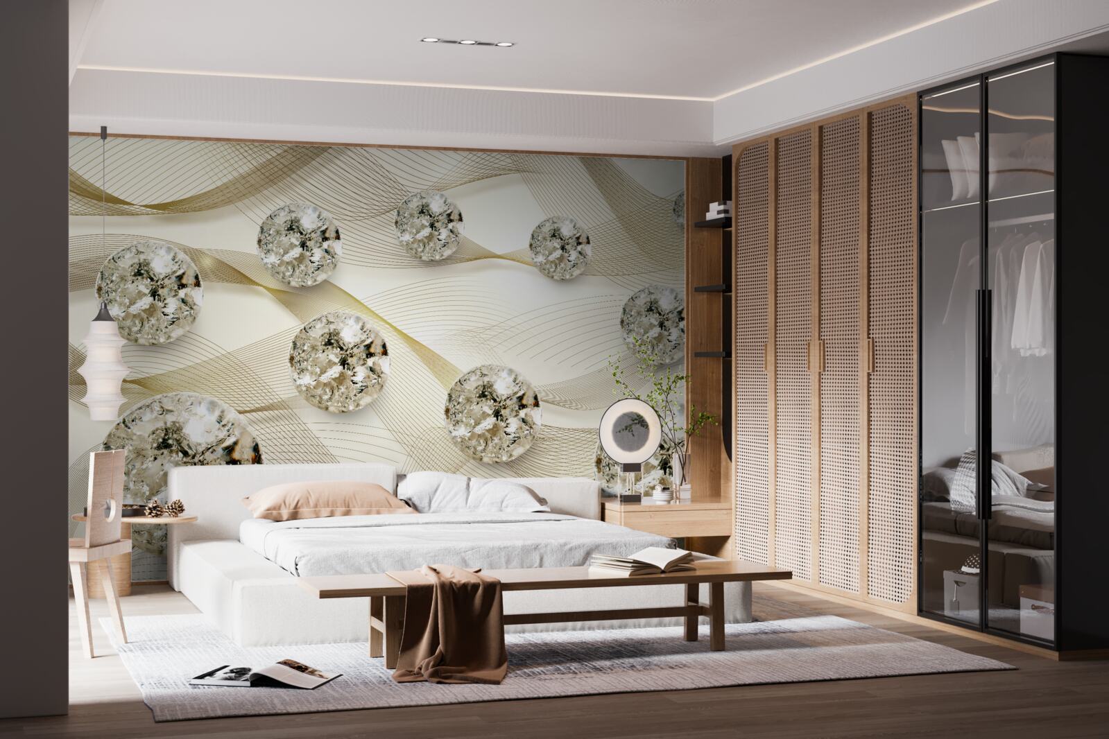 Фотошпалери ніжні шовкові вироби, прикрашені діамантами