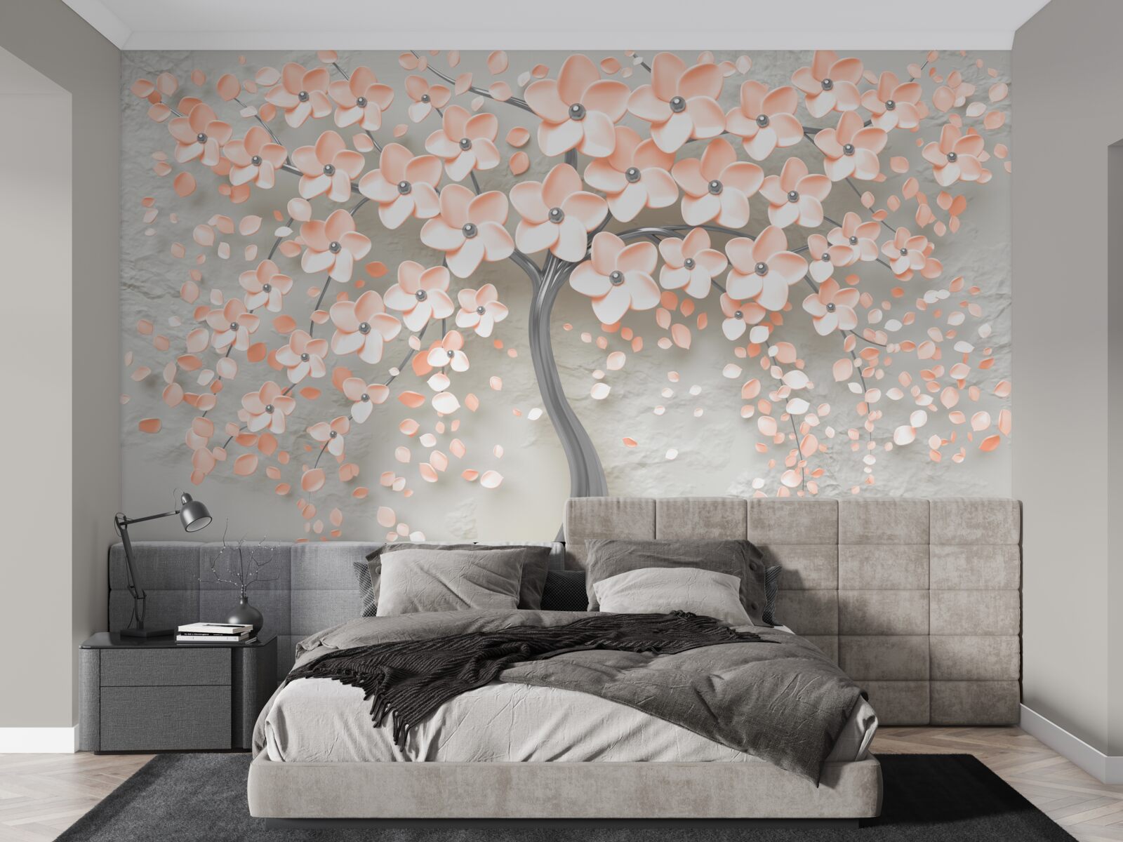 Фотошпалери дерево зі світло-кремовим квітучим листям