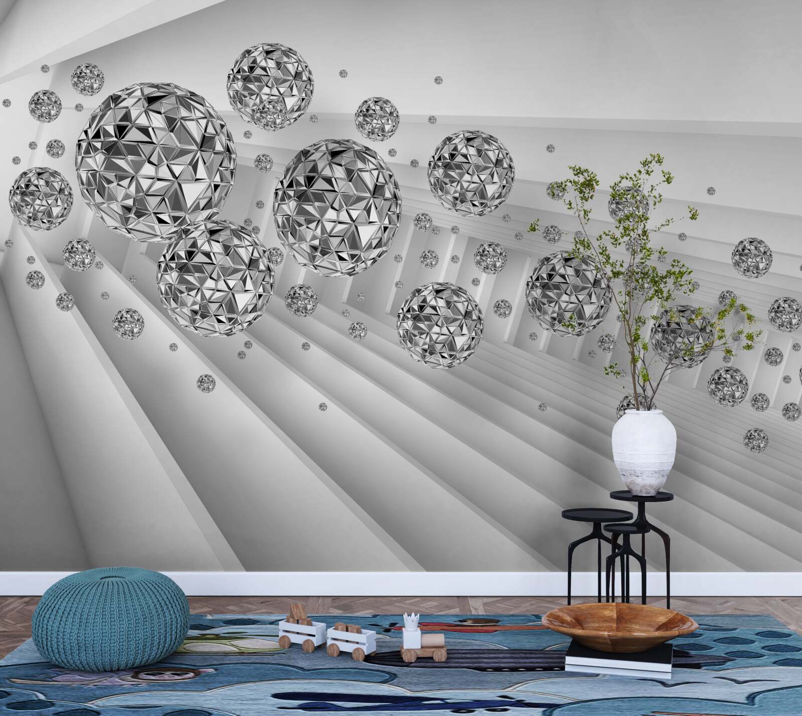 Фотошпалери кулі з плаваючими діамантами