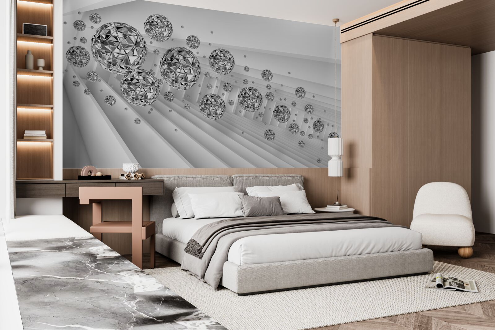 Фотошпалери кулі з плаваючими діамантами