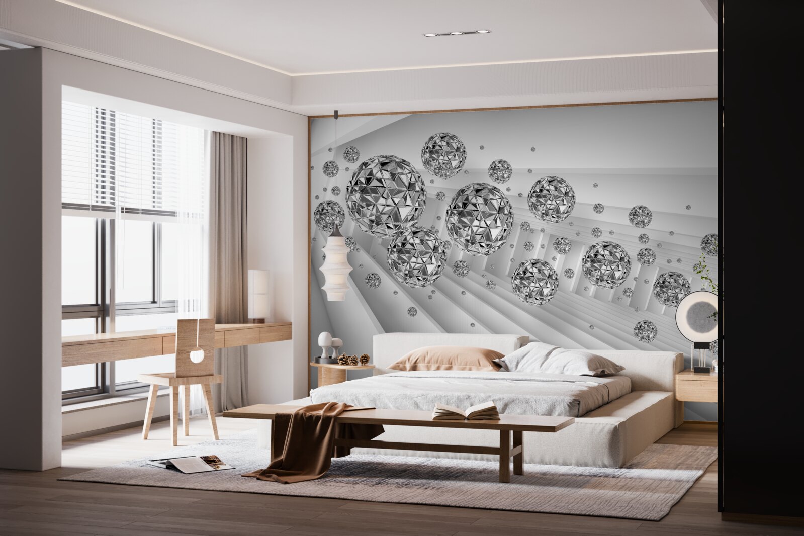 Фотошпалери кулі з плаваючими діамантами