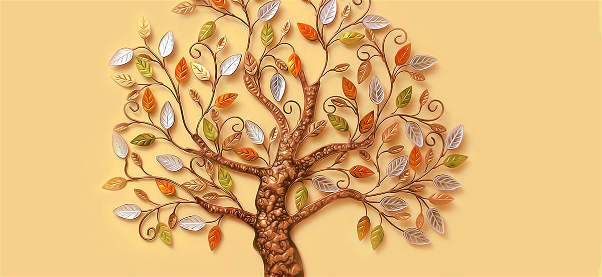 Фотошпалери металеве дерево на коричневому тлі