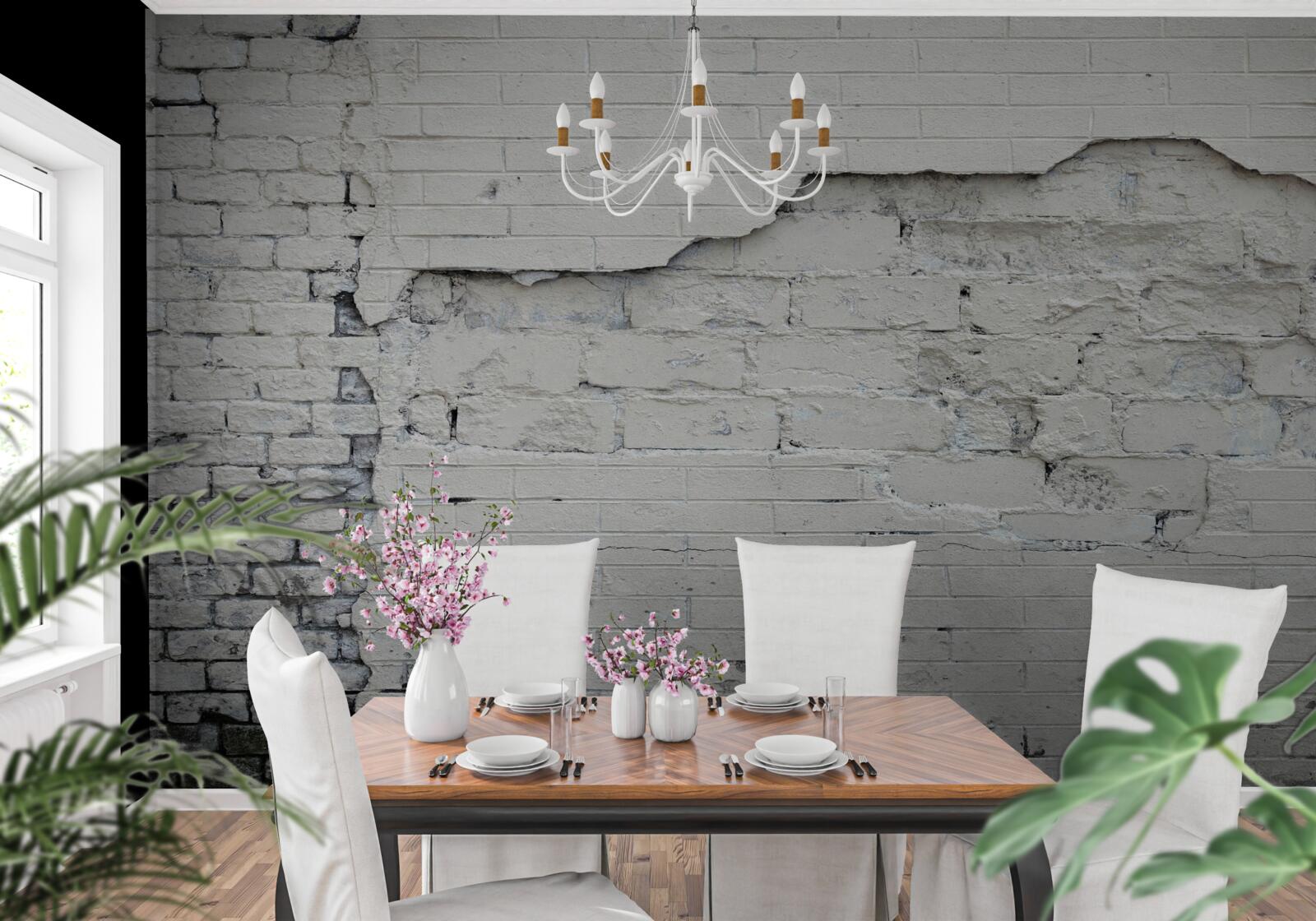 Фотошпалери стіна з сірого каменю та цегли