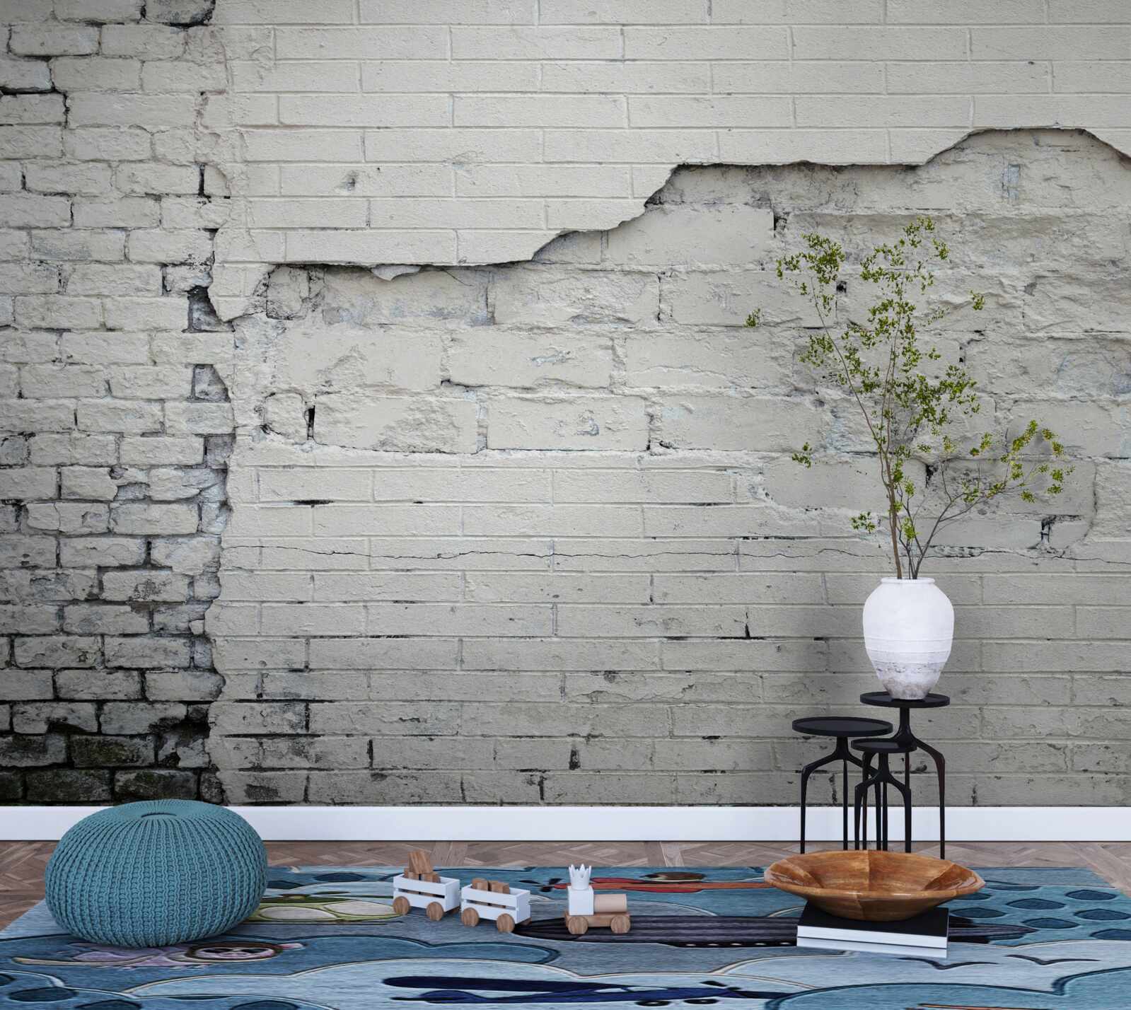 Фотошпалери стіна з сірого каменю та цегли