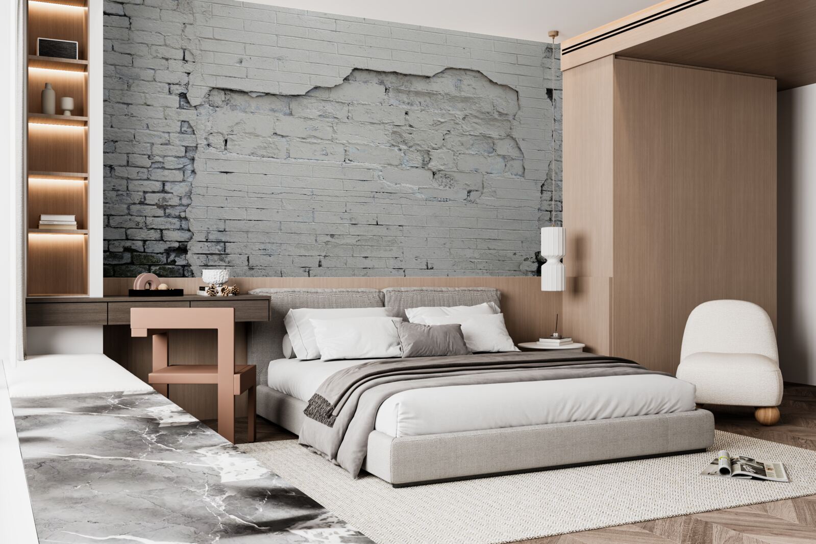 Фотошпалери стіна з сірого каменю та цегли