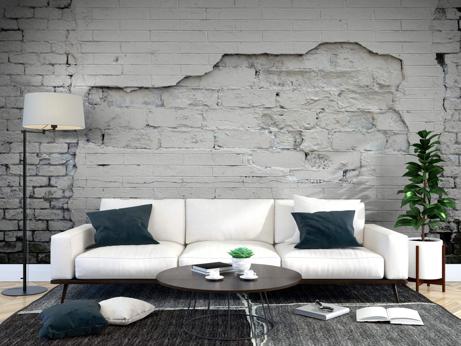 Фотошпалери стіна з сірого каменю та цегли