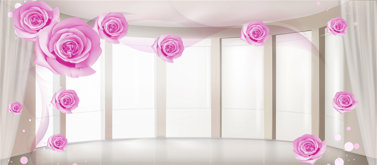 Фотошпалери на просторому балконі зацвіли рожеві троянди