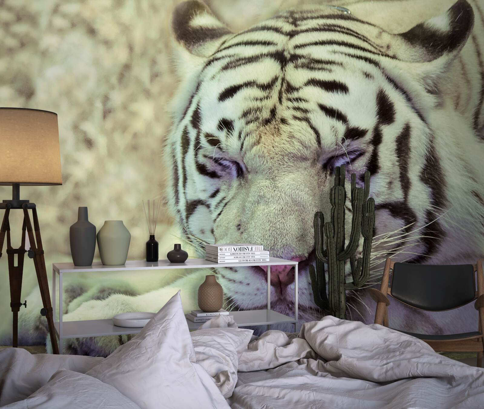 Фотошпалери білий тигр у стані сну