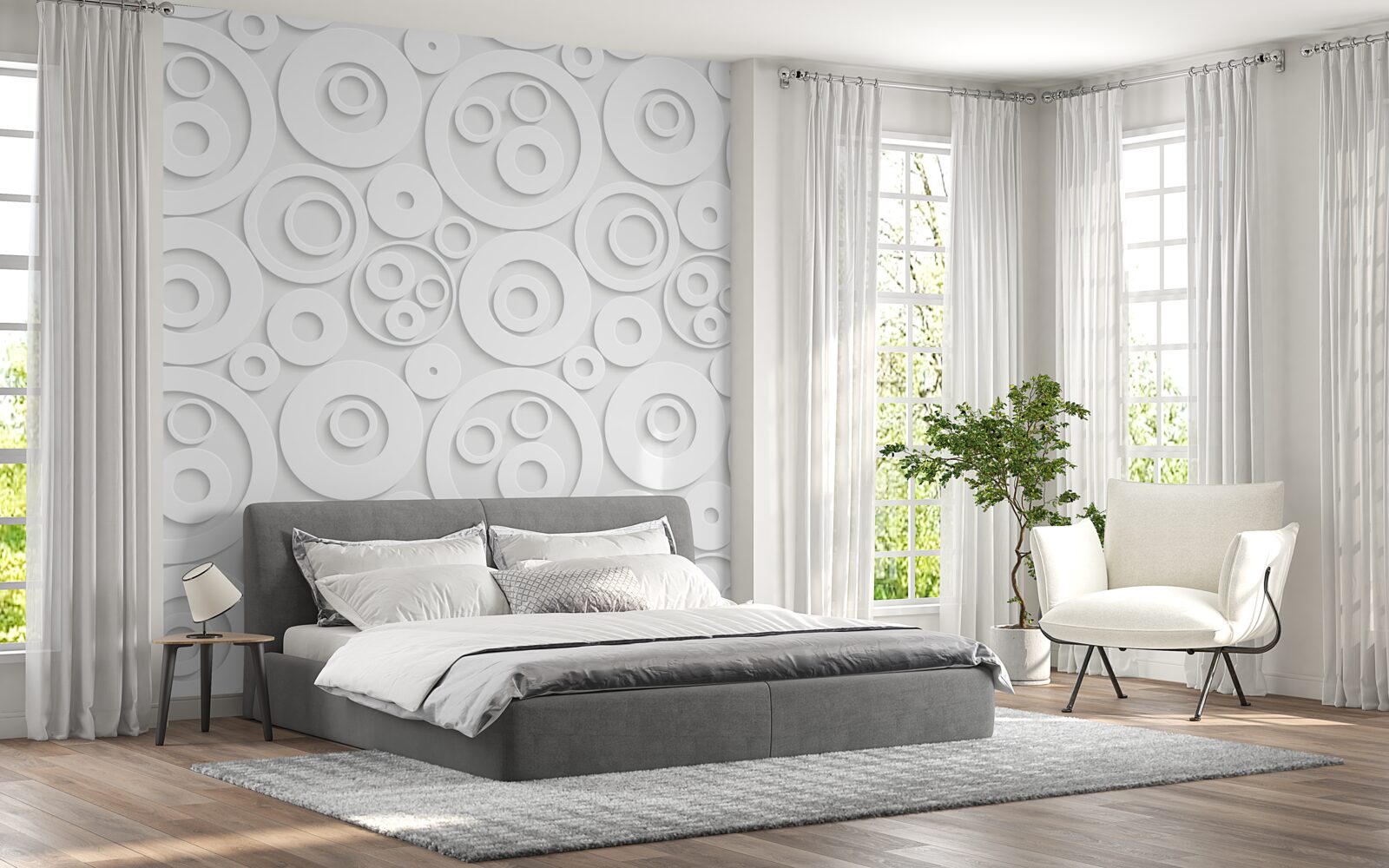 Фотошпалери білі кола на світлому фоні