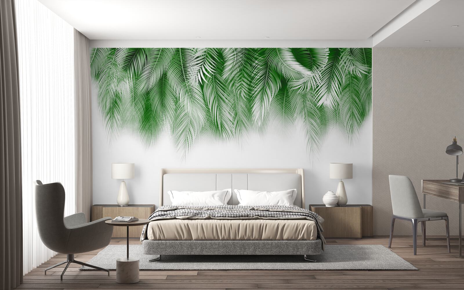 Фотошпалери світло-зелене листя папороті