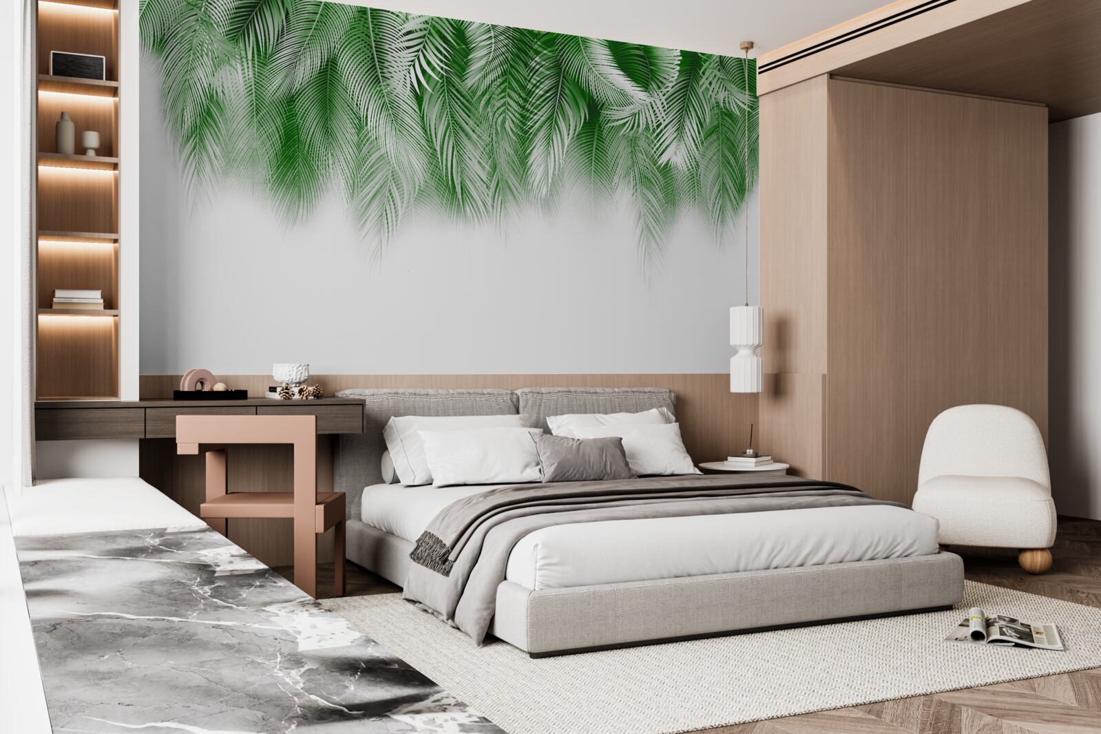 Фотошпалери світло-зелене листя папороті