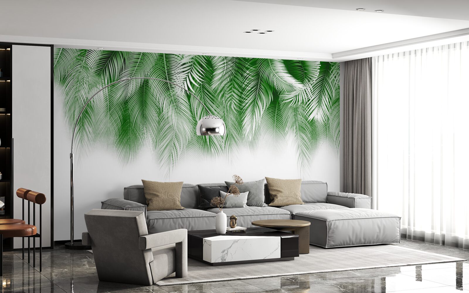 Фотошпалери світло-зелене листя папороті