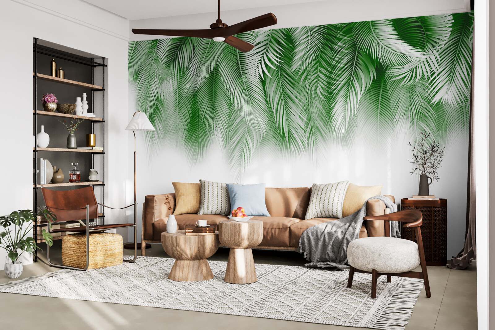 Фотошпалери світло-зелене листя папороті