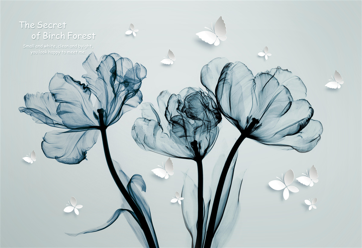 Фотошпалери ніжні маки та легкі метелики