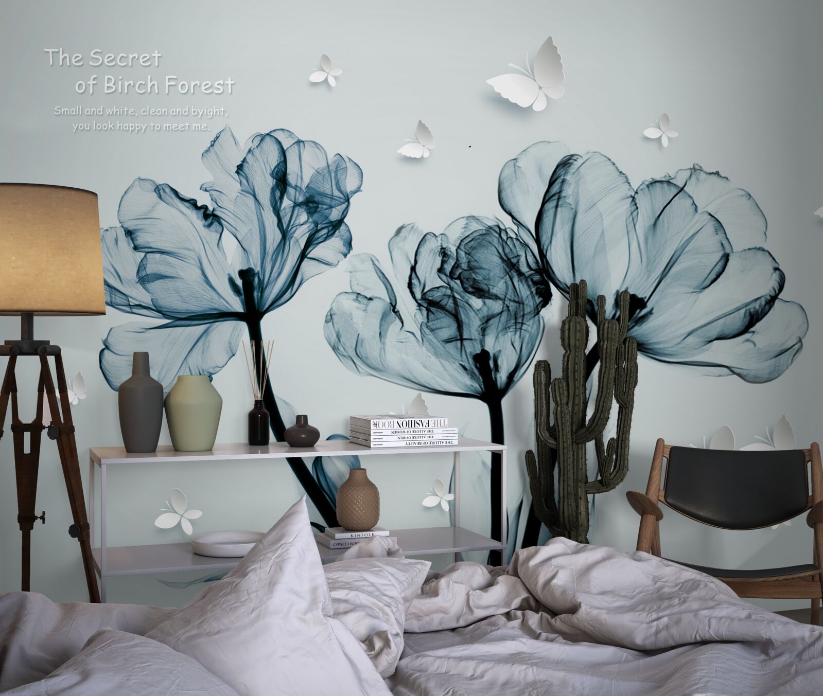 Фотошпалери ніжні маки та легкі метелики