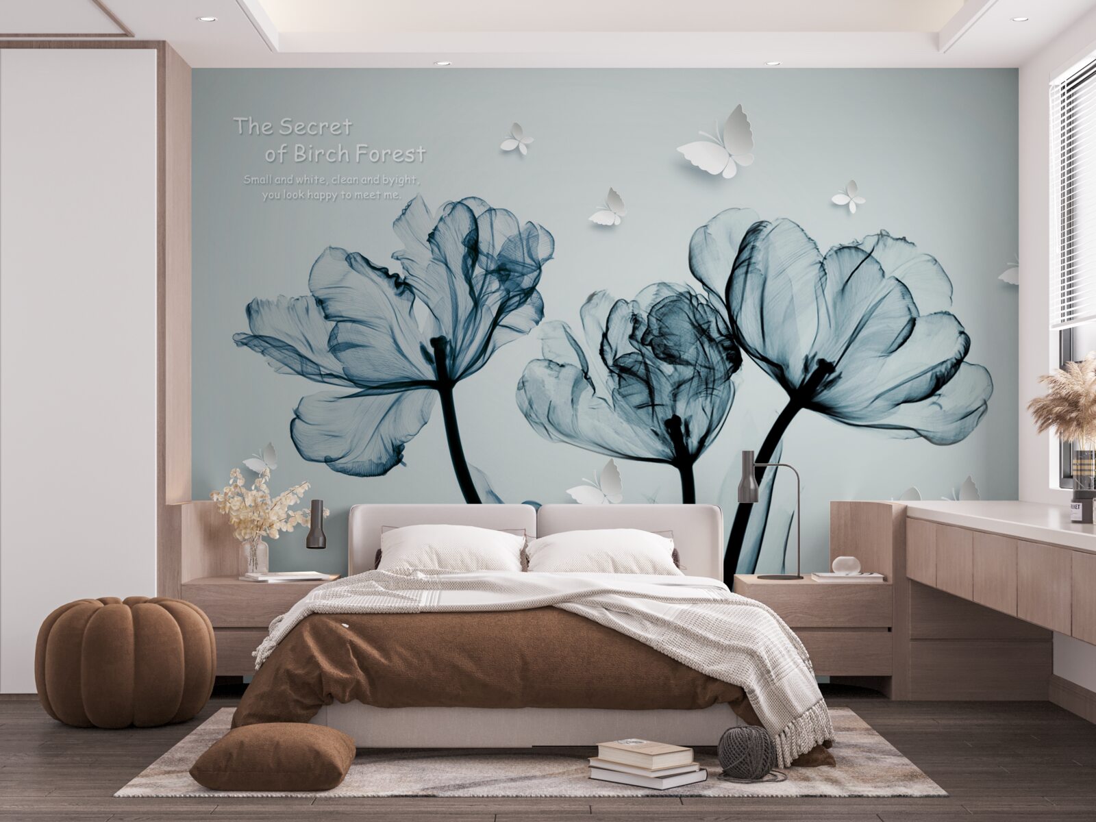 Фотошпалери ніжні маки та легкі метелики