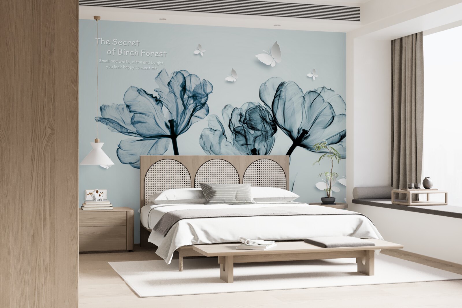 Фотошпалери ніжні маки та легкі метелики