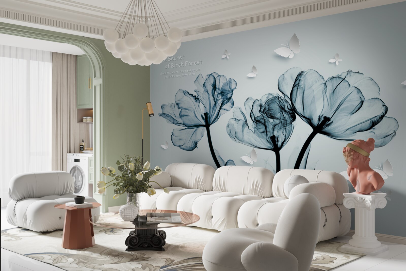 Фотошпалери ніжні маки та легкі метелики