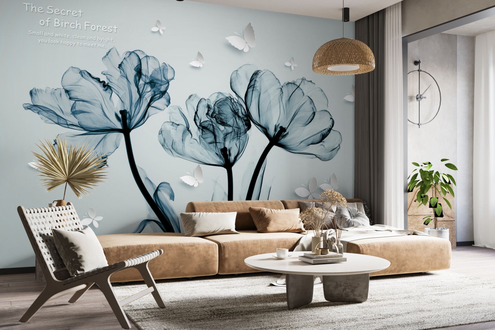 Фотошпалери ніжні маки та легкі метелики