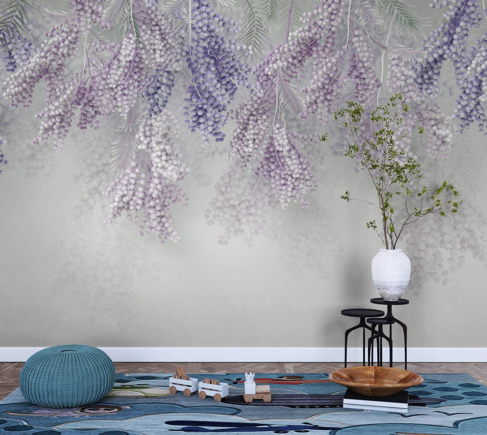 Фотошпалери тонкі пагони з рясним листям